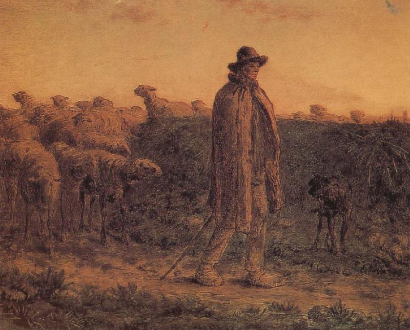 Jean Francois Millet Detail of Shepherden with his sheep China oil painting art